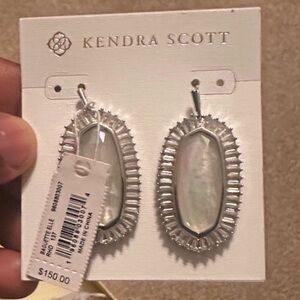 NWT Kendra Scott Silver and White Oval Earrings